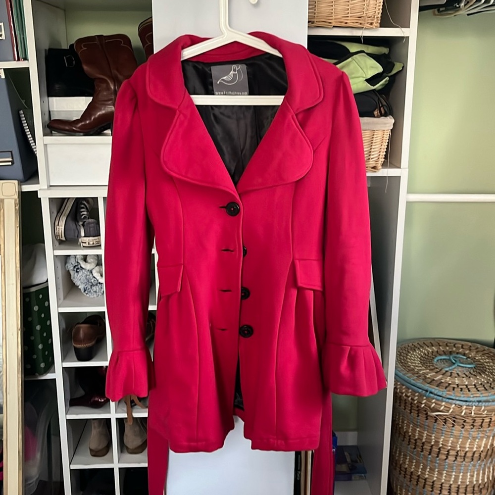 Knitted Dove red cotton jacket. Beautiful and perfect for holidays.